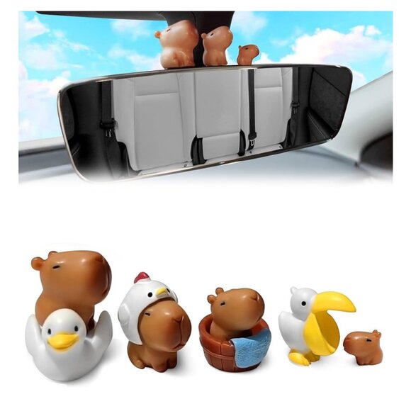 7pc Cute Capybara Car Dashboard Rearview Mirror Ornaments Funny Decor Desktop - Picture 8 of 8